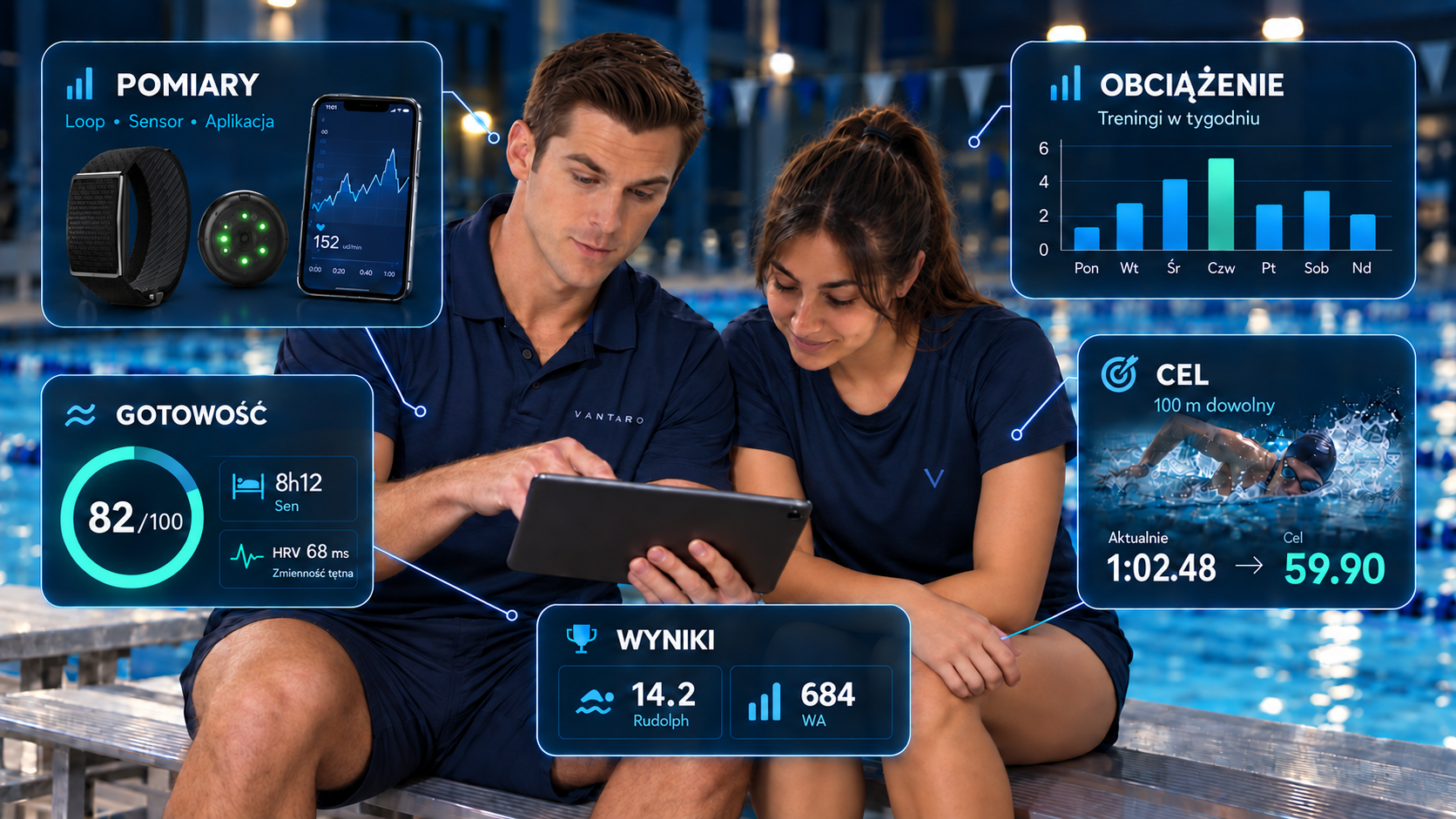 Swimming platform illustration. Technology sees numbers. The coach sees the person.